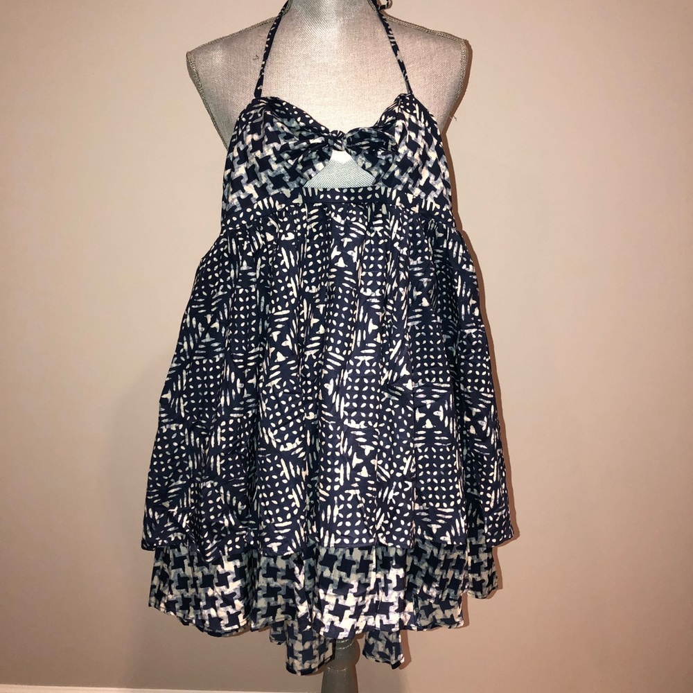 Indigo Mix Match Print Halter Dress